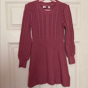 Girls GAP Cozy Eggplant-Colored Cable Knit Dress, Size S (6-7)